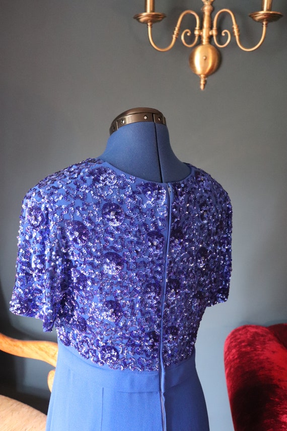 Royal blue, sequinned original 50s vintage Julian… - image 5