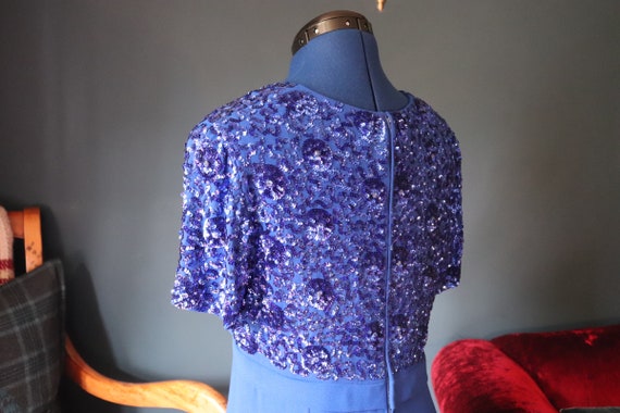 Royal blue, sequinned original 50s vintage Julian… - image 4