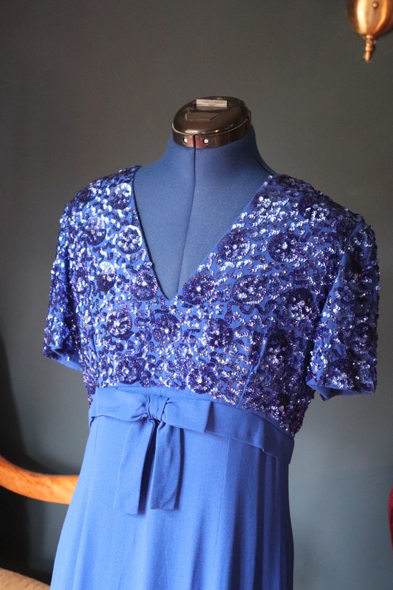 Royal blue, sequinned original 50s vintage Julian… - image 6