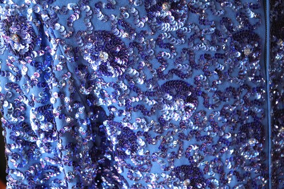 Royal blue, sequinned original 50s vintage Julian… - image 3