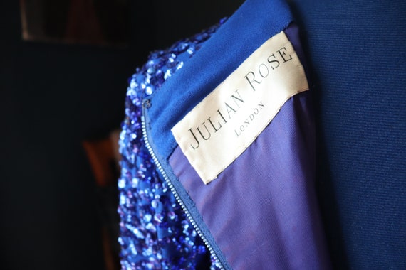 Royal blue, sequinned original 50s vintage Julian… - image 2