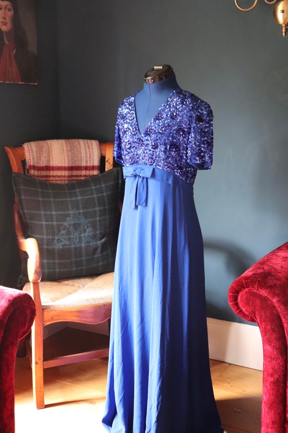 Royal blue, sequinned original 50s vintage Julian… - image 8