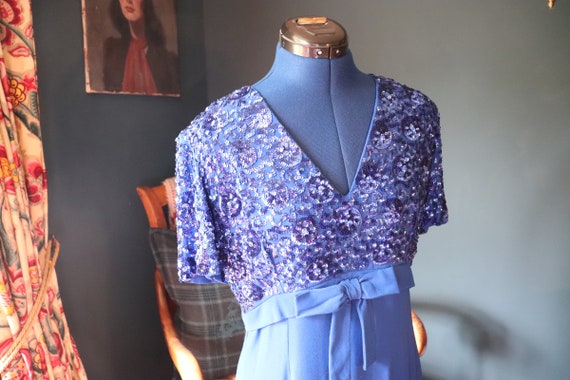 Royal blue, sequinned original 50s vintage Julian… - image 1