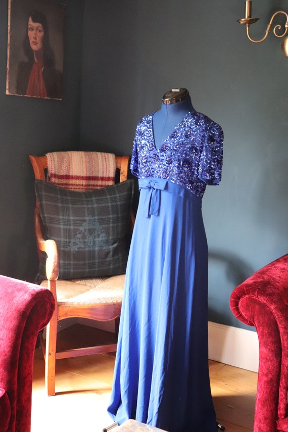 Royal blue, sequinned original 50s vintage Julian… - image 7