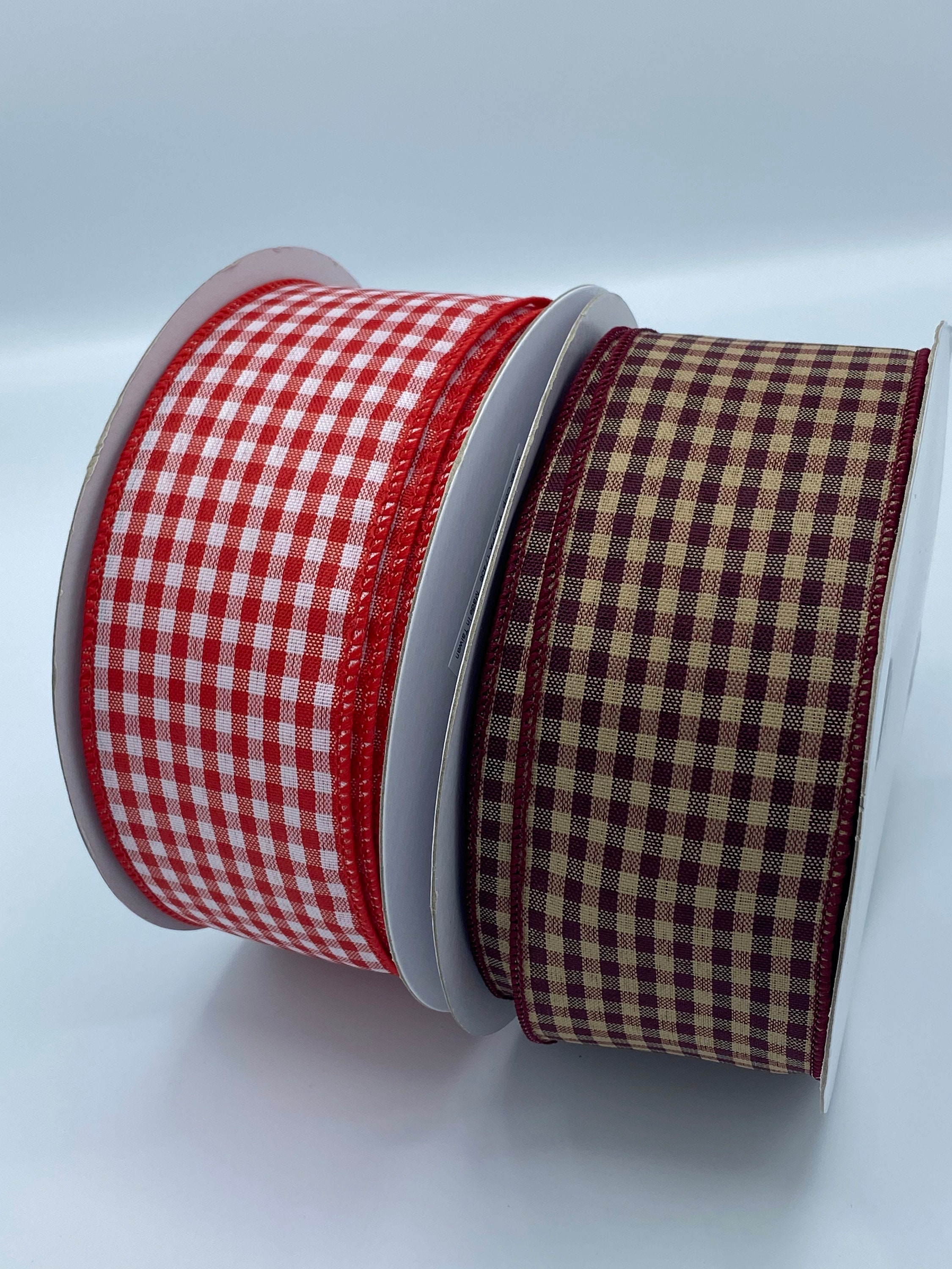 VIVIQUEN Gingham Ribbon Checkered Ribbon Taffeta Ribbon Plaid Ribbon Picnic Craft Ribbon 100% Polyester for Sewing, Gift, DIY Craft, Wedding