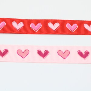 Cinta de corazón tierno, cinta para el día de San Valentín, 5/8", corazones rojos, corazones rosados