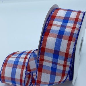 Rot / Weiß / Blau kariert, 6,5 cm, verdrahtet, Buntstifte, Erinnerungsborte, Unabhängigkeitstag, 4