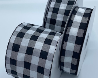 Cambridge Ribbon,Trims, 4”,2.5”, 1.5”Buffalo Plaid, black and white checks, Christmas Ribbon