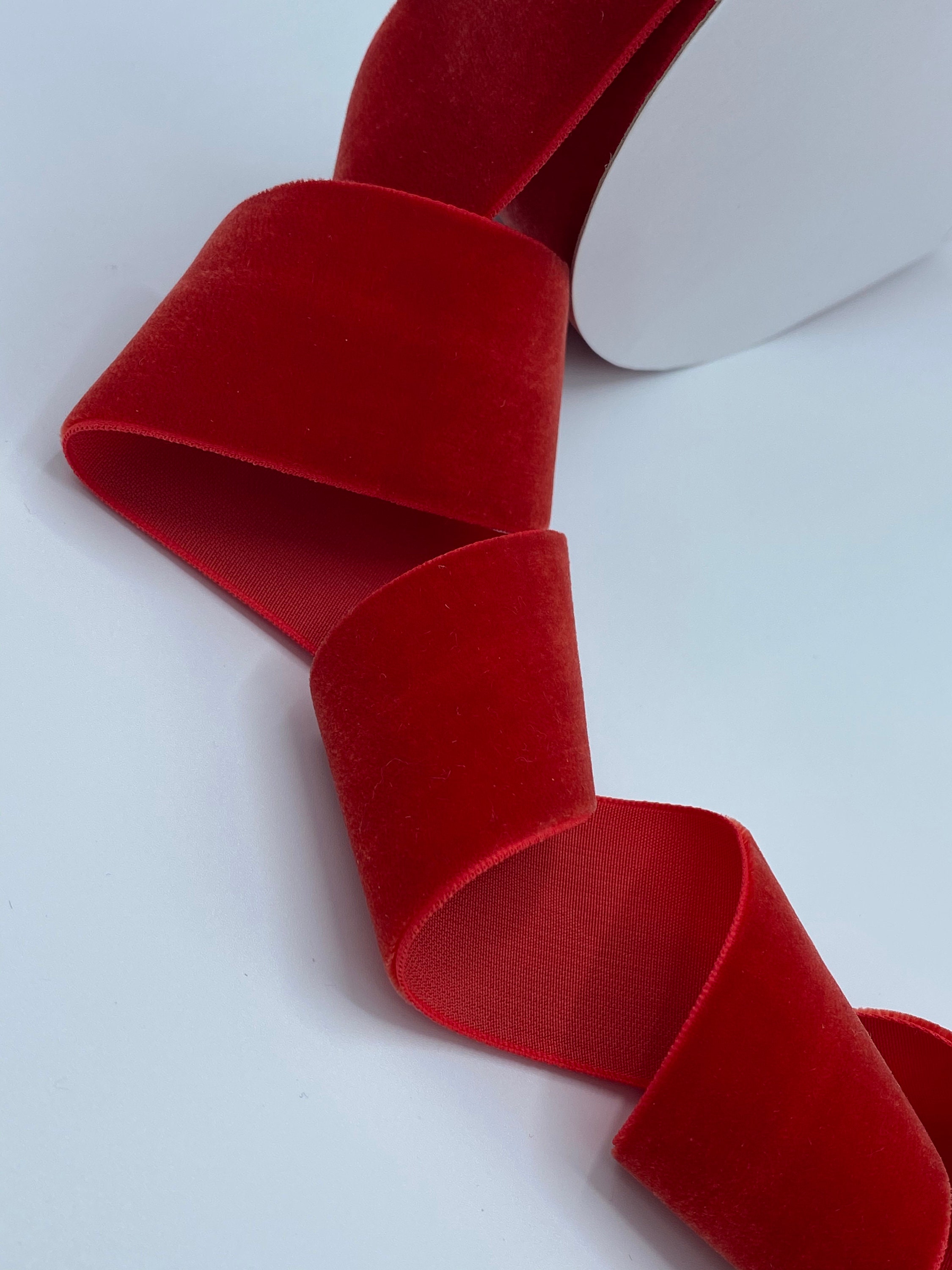 Viviana Velvet Ribbon, Red Velvet, 2, 1.5, 7/8, 5/8, 3/8, Christmas Ribbon,  Gift Wrapping Ribbon 