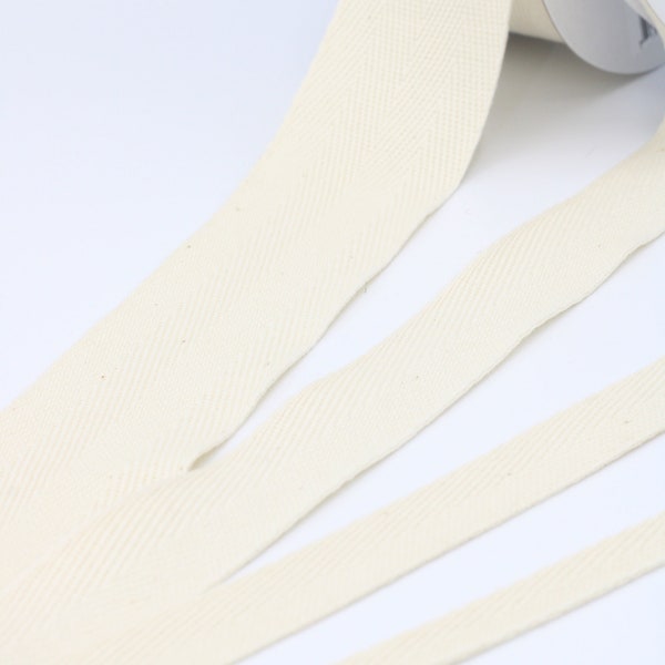 Cotton Twill Tape 3/8”, 5/8”, 7/8”,1.5”Natural Cotton Ribbon, Ivory Twill Ribbon