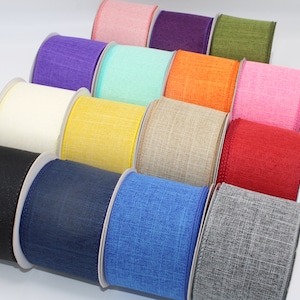 Linnen lint, koninklijke jute, 2,5", koraal, aqua, rood, natuurlijk, paars, munt, mos, ivoor, fuchsia, marineblauw, smaragd, koningsblauw