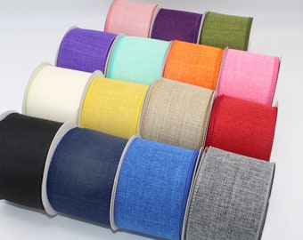 Wired Linen Ribbon 2.5": Rustic Burlap, Bright Colors