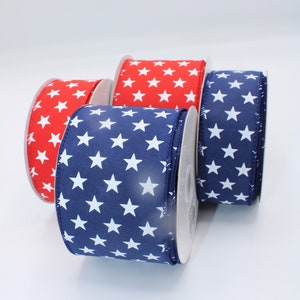 Ruban étoiles blanches, avec fil, 2,5 pouces, 1,5 pouces, ruban patriotique, États-Unis, 4 juillet, ruban du Memorial Day, bleu marine, rouge