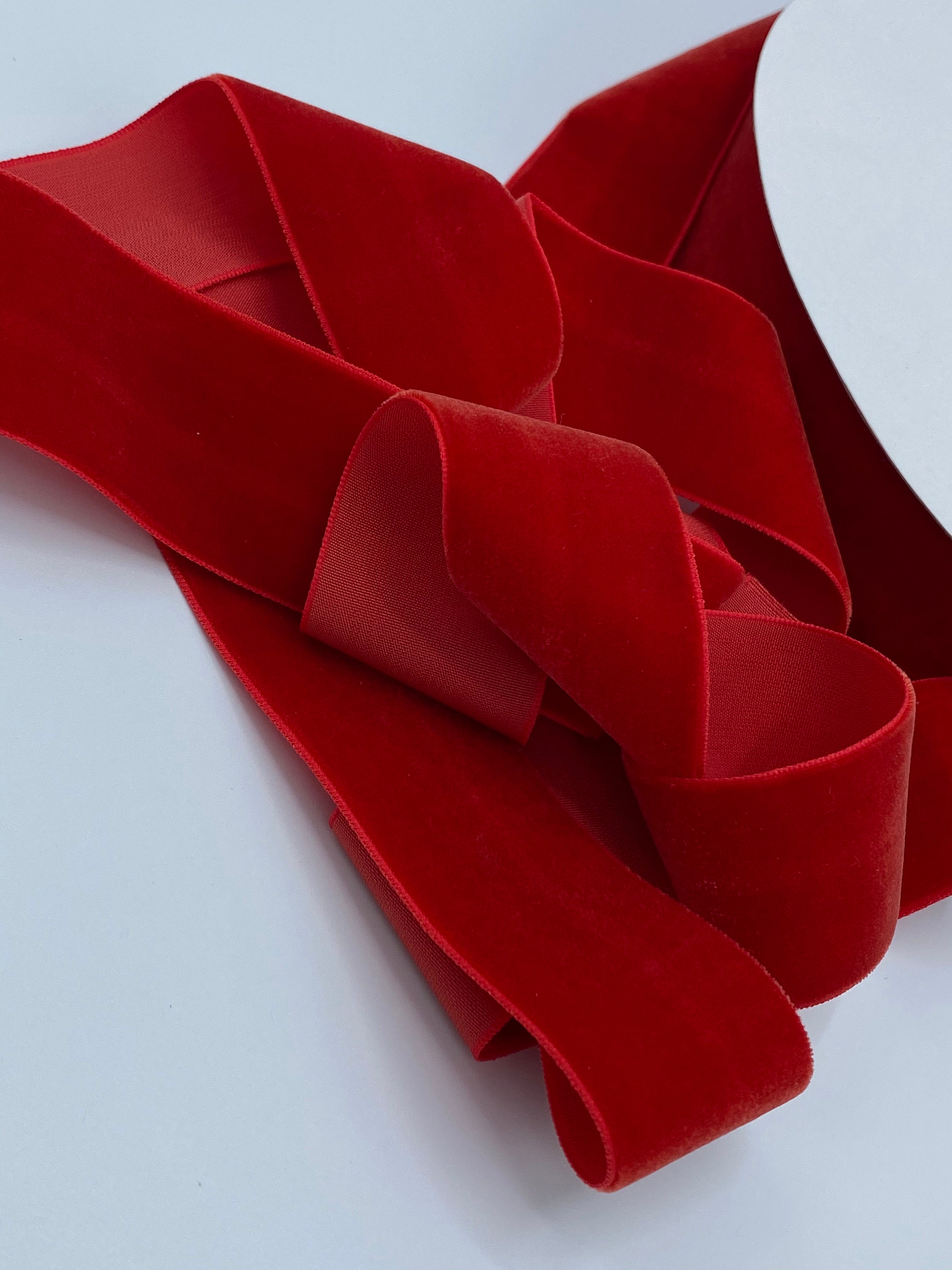 Viviana Velvet Ribbon, Red Velvet, 2, 1.5, 7/8, 5/8, 3/8, Christmas Ribbon,  Gift Wrapping Ribbon 