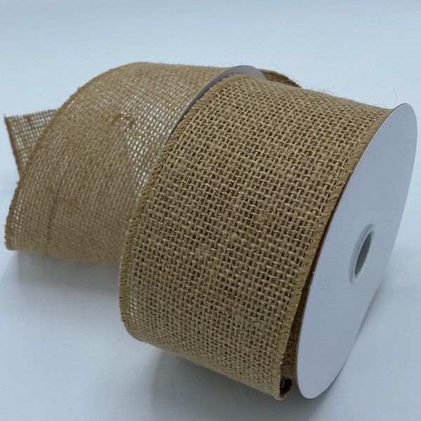 Burlap Ribbon,Wired,2.5”, Natural,White, yellow, red, Royal, Black, Orange, Moss, Fuchsia