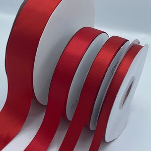 Nastro in raso double-face con finiture, 1,5”, 7/8”, 5/8”, 3/8”, rosso, vino, bianco, avorio, sposa, matrimonio, Natale