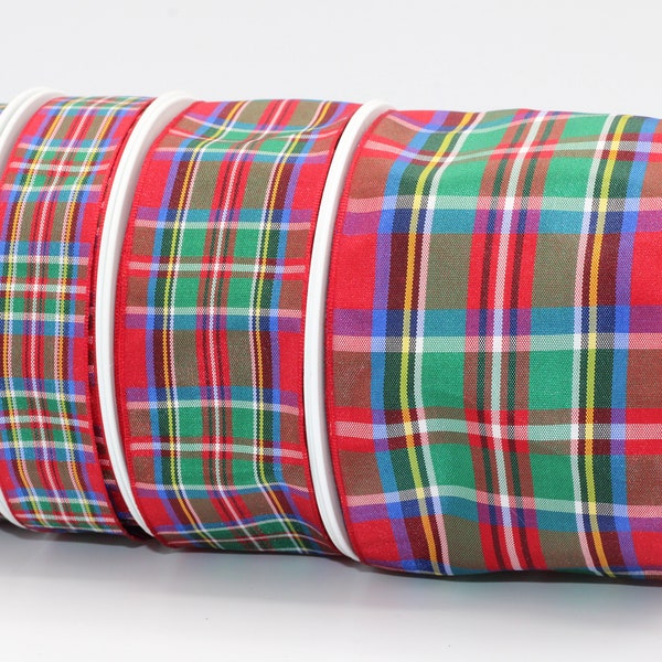 Edinburgh Tartan,(5 yds)Royal Stewart, Scottish Plaid Ribbon, 2 3/4”, 1.5”, 1”, 5/8”, Christmas Ribbon
