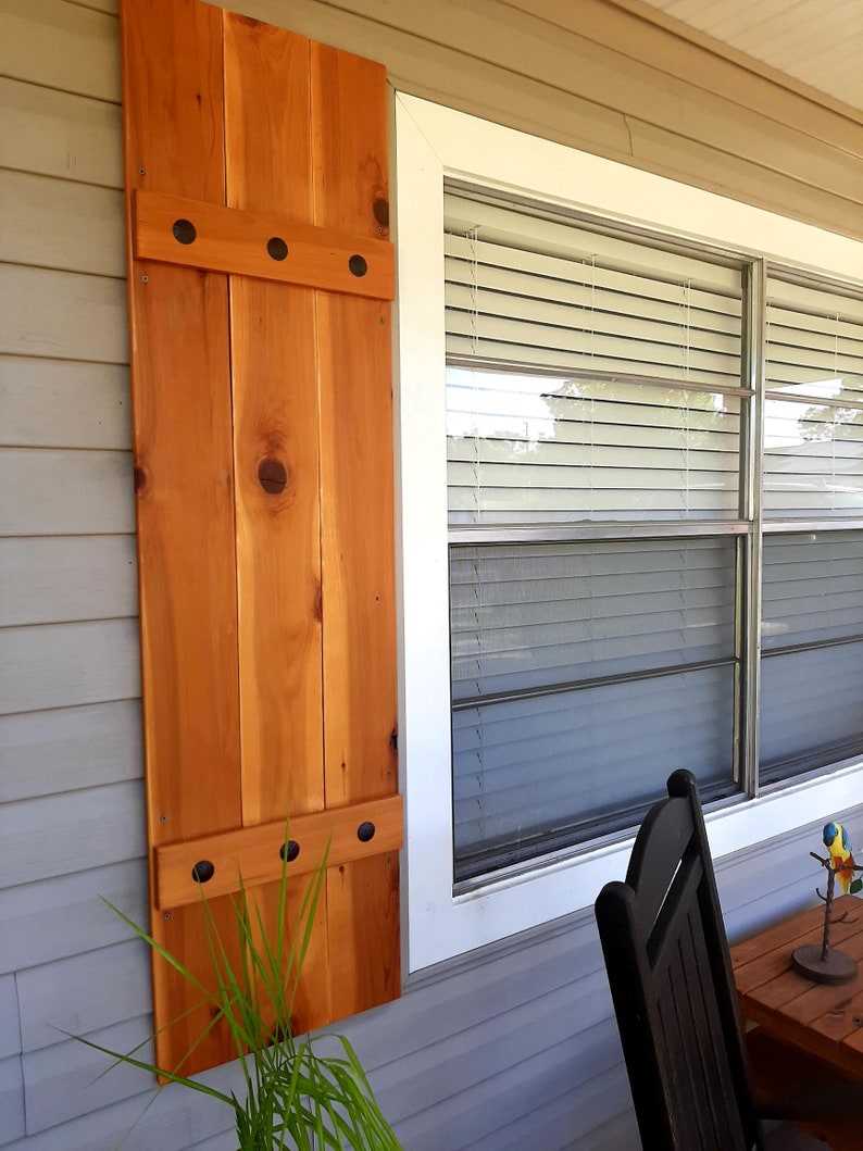 2 Farmhouse Cedar Shutters with Clavos Outdoor Shutters Etsy