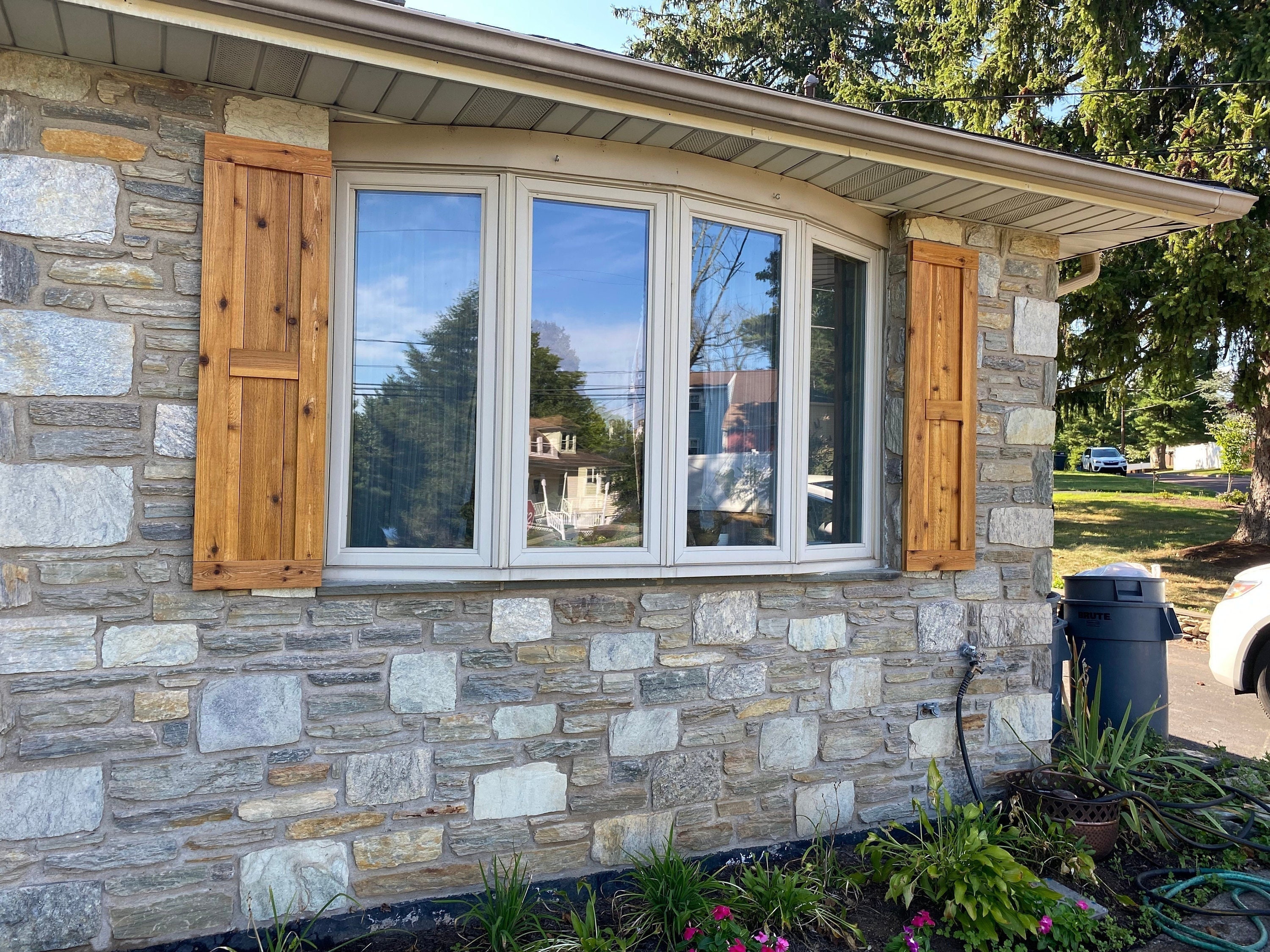 Exterior Cedar Shutters Rustic Shaker Style Exterior Etsy