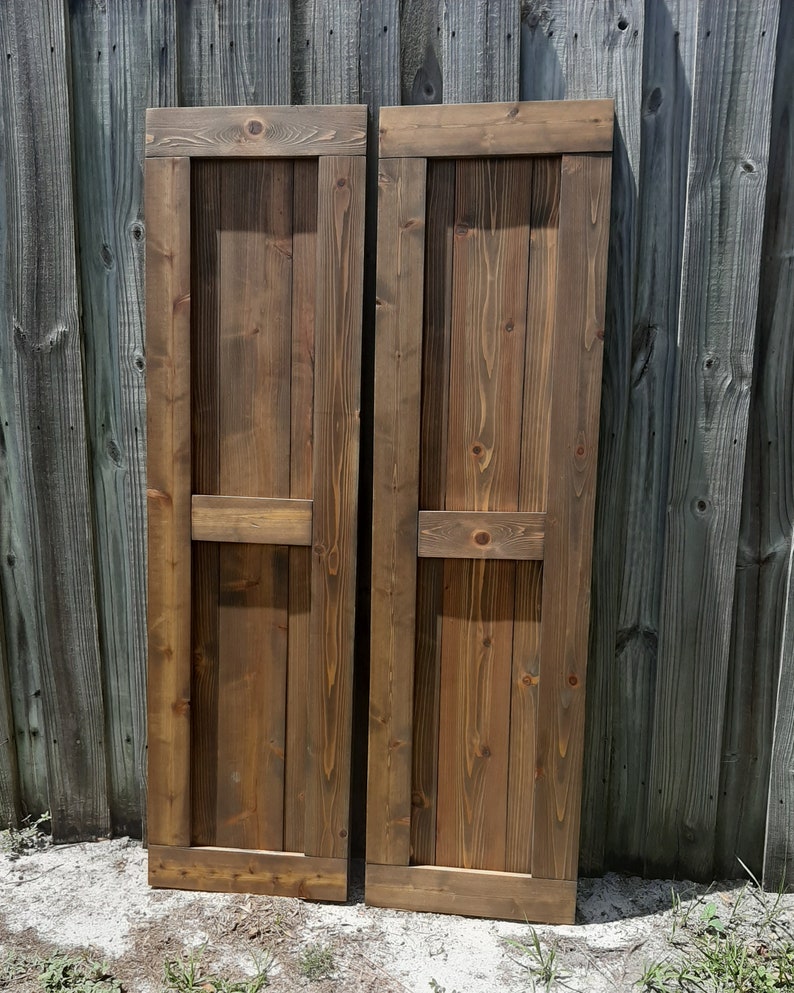 2 Shaker Style Cedar Shutters Outdoor Shutters Cedar Etsy