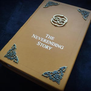 Leather bound Neverending Story book, The NeverEnding Story Book-Cosplay, Bastian Book, Ren faire, Never Ending Cosplay, Metal Auryn