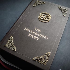 Leather bound Neverending story, The NeverEnding Story Book-Cosplay, Bastian Book, Ren faire, Never Ending Cosplay,  Metal Auryn