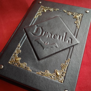 Dracula by Bram Stoker, Leather cover, Leather bound, Leather Dracula, Dracula leather book, Dracula leather bound.