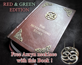 Leather bound Neverending story, The NeverEnding Story Book-Cosplay, Bastian Book, Ren faire, Never Ending Cosplay,  Metal Auryn