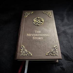 Neverending story, Black & White edition, Leather bound, The NeverEnding Story Book-Cosplay, Bastian Book, Never Ending Cosplay, Metal Auryn