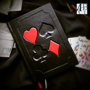 Carnet de croquis Alice au pays des merveilles, livre sur les costumes de cartes, Alice cosplay, bloc-notes pour le poker, livre Alice au pays des merveilles, livre Alice, reine de coeur