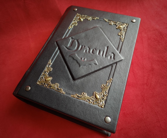 Dracula by Bram Stoker, Leather cover, Leather bound, Leather Dracula, Dracula leather book, Dracula leather bound.