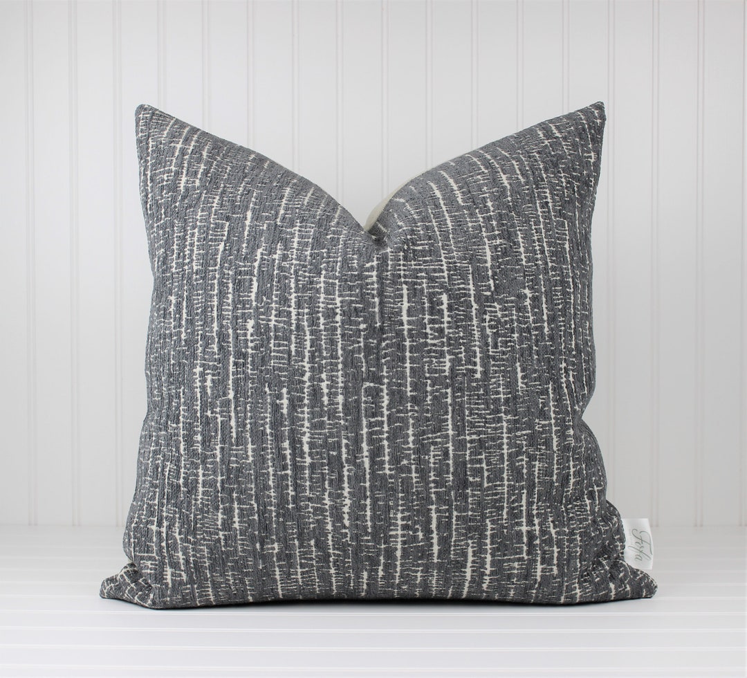 Charcoal Gray Textured Pillow Cover, chenille oak Bark Etsy