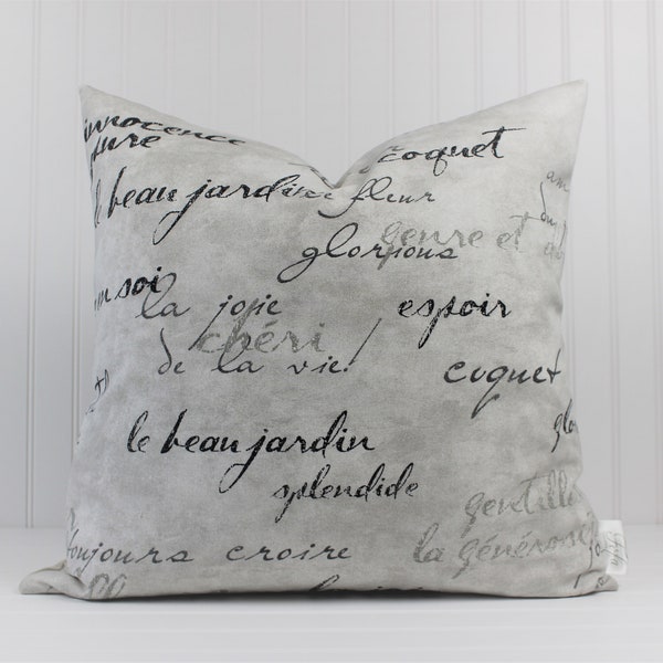 French Script Pillow Etsy