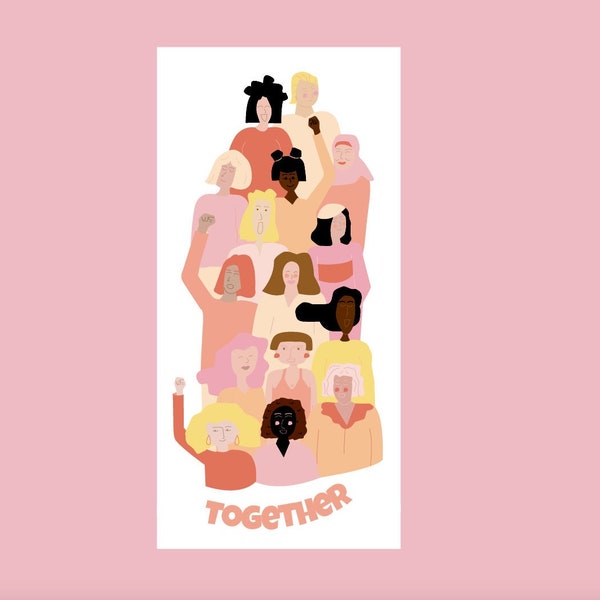 Postkarte Feminismus together