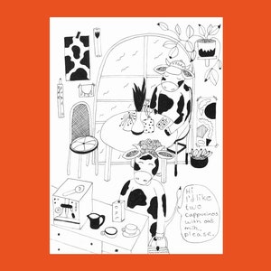 Risografie Kunstdruck - vegan cow - A4 - Vegan - Kuhprint