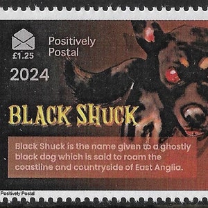 2024 Positiv Post Halloween unmontiert mint Schwarz Shuck geisterhafter schwarzer Hund Artistamps x 2 Aschenputtel Faux Porto