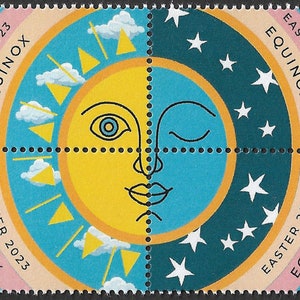 2023 Positiv Postal Ostern Tagundnachtgleiche Block von Artistamps x 4 Cinderella Faux Porto