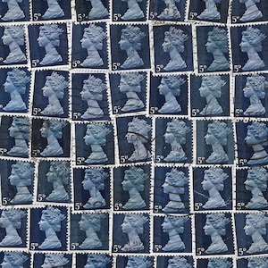 Groot-Brittannië 1968 koningin Elizabeth II Machin pre-decimaal 5d vintage postzegels gebruikt x 50 koningsblauw
