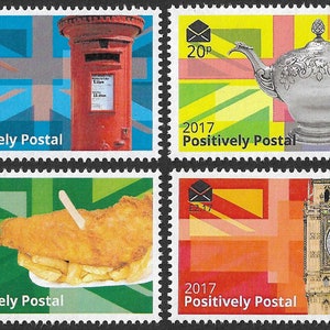 Tampons artistiques Union Jack 2017 Positively Postal x 4 faux affranchissement Cendrillon