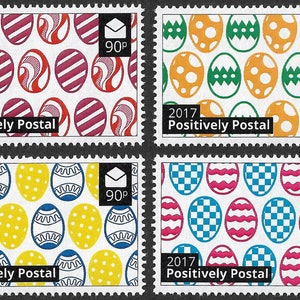 2017 Positively Postal Easter Egg Artistamps x 4 Kopciuszek Faux Postage