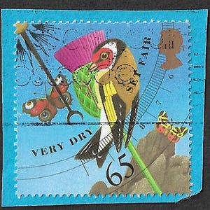 Great Britain Queen Elizabeth II 2001 The Weather 65p stamp VERY DRY used on piece