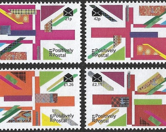 2021 Positively Postal Union Jack Artistamps x 4 Cinderella Faux Postage