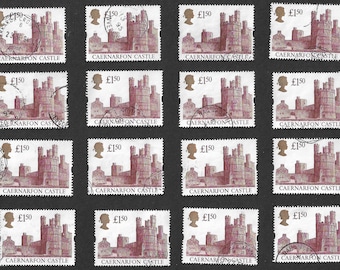 Wales Caernarfon Castle good used stamps x 16 Great Britain GBP 1.50 for scrapbooks and journals 1992 Queen Elizabeth II