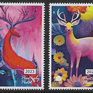 2023 Positively Postal Christmas Reindeer smontato menta Artistamps x 4 Cenerentola finta spedizione