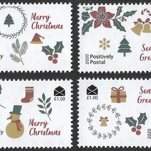 2020 Positiv Postal Weihnachten Jahreszeiten Grüße Künstleramps x 4 Cinderella Faux Porto