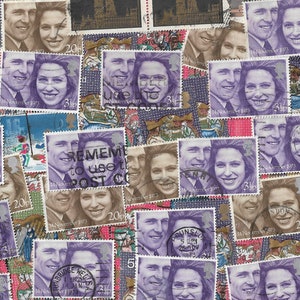 Groot-Brittannië Queen Elizabeth II herdenkingsmunt vintage postzegels jaren 1970 x 432 x 432 gebruikt, allemaal van papier voor postzegels verzamelen, collagekunst en kunstnijverheid