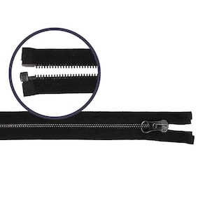 Zipper separable metal black nickel 60-90 cm, band 35 mm, teeth 8 mm, jackets, coats, clothing zip fastener