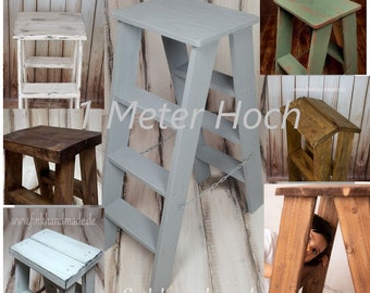 Wooden ladder 120 cm, wooden stairs, ladder, step ladder, scaffold ladder, props, photo props, studio posing accessories