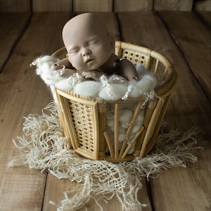 Rattan Bamboo Basket Newborn Props Baby Photo Props Studio Posing Accessories