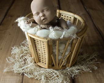 Rattan Bamboo Basket Newborn Props Baby Photo Props Studio Posing Accessories Accessories